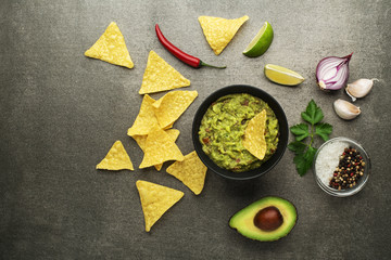 Guacamole with nachos chips