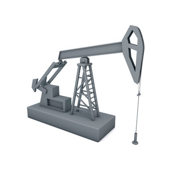 Oil pump jack.Isolated on white background.3D rendering illustration.