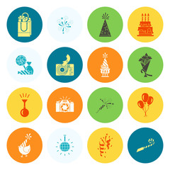 Fototapeta premium Happy Birthday Icons Set