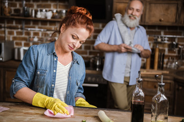 Mature couple in kitchen