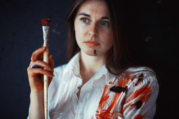 Obraz premium Young european artist girl, art, paintings, fantasy