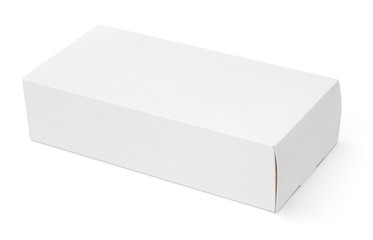 Blank white cardboard box isolated on white background with clipping path