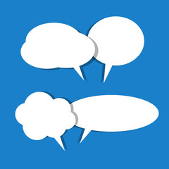 Vector set of paper white speech bubble icons