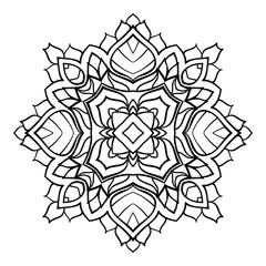 Mandala. Black and white decorative element. Picture for coloring.