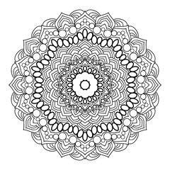 Mandala. Black and white decorative element. Picture for coloring.
