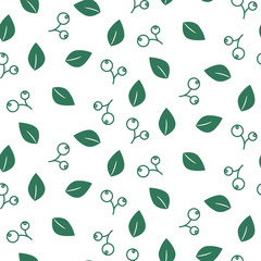 Foliage seamless vector pattern on white background. Nature leaf background.