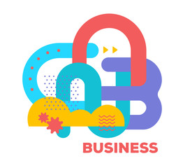 Vector illustration of bright creative abstraction with cloud on white background with word. Business colorful abstract concept.