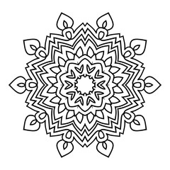 Mandala. Black and white decorative element. Picture for coloring.