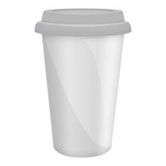 Paper coffee cup with lid mockup, realistic style