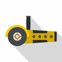 Yellow circular saw icon, flat style