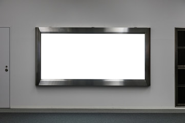 Large blank billboard on a street wall, banners with room to add your own text