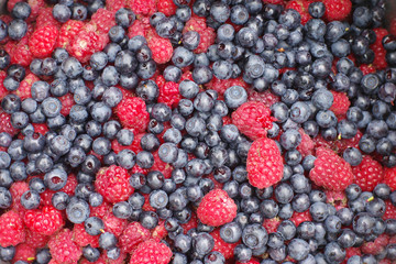 Blueberries and raspberries