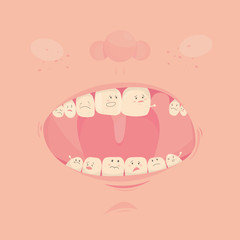 Modern vector illustration of missing teeth. Dental healthcare. Cute vector.