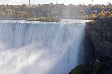 Beautiful photo with amazing Niagara waterfall, the mist, and viewpoints