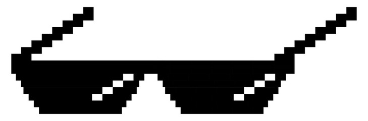Pixel sun-glasses. Flat design style. Sunglasses silhouette. Simple icon. Modern flat icon in stylish colors