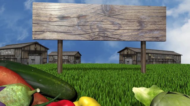 animazione 3d di fattoria con produzione di verdure biologiche