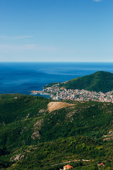 Budva Riviera in Montenegro. Sea coast and the mountains