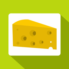 Piece of cheese icon, flat style