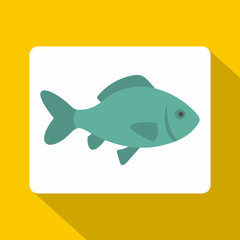 Fresh raw fish icon, flat style