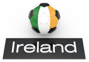 Fußball mit Flagge Ireland, Version 1, 3D-Rendering	