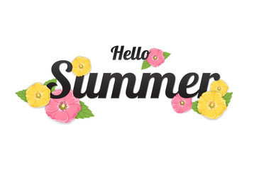 Summer Flowers Background or Summer floral Design on white background