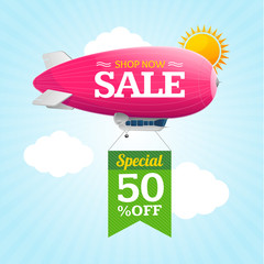 Sale Concept Labels with Airship. Vector © mouse_md