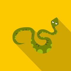 Green spotted snake icon, flat style