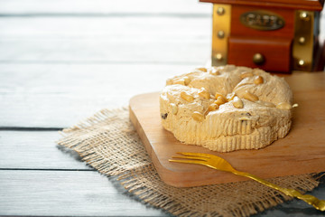 traditional eastern desserts on wooden background