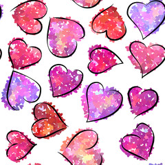 Seamless colorful vector hearts pattern. Texture for cover, paper, gift, fabric, textile. Ornament for Valentines Day.