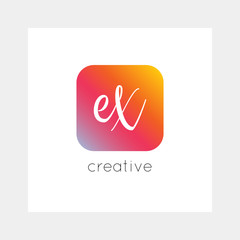 EX logo, vector. Useful as branding symbol, app icon, alphabet element, clip-art.