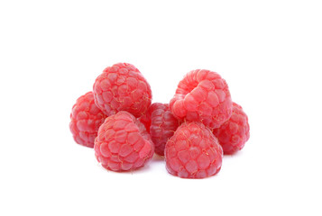 Sweet ripe raspberries isolated on white background