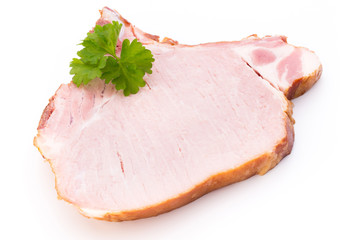 Pieces of pork meat, isolated on white background.