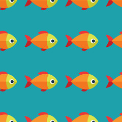 Vector seamless fish pattern. Ocean or aquarium background