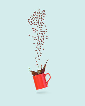 coffee cup background with coffee bean,minimal design