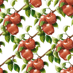 Vintage Red apples seamless pattern