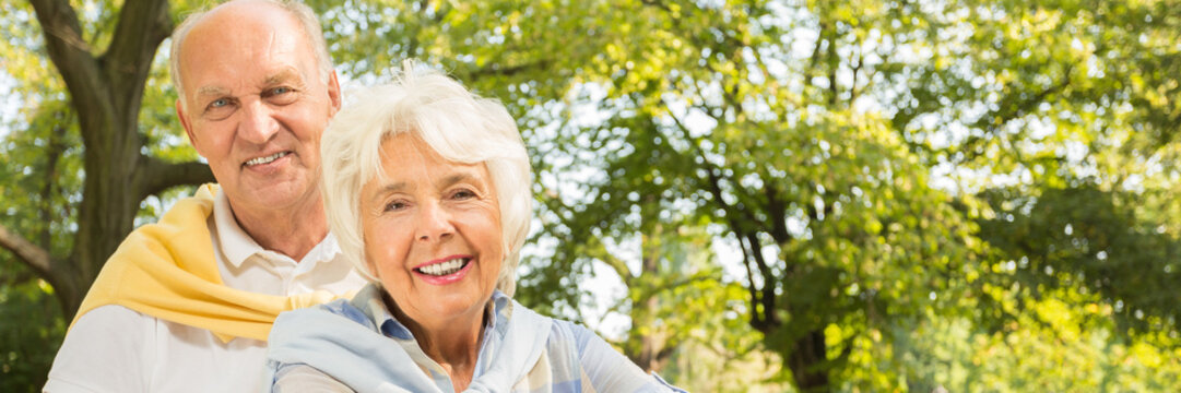 Elderly couple in a park