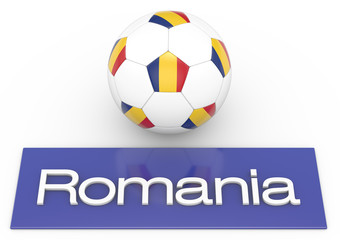 Fußball mit Flagge Romania, Version 2, 3D-Rendering