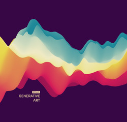 Abstract vector background of waves. Dynamic Effect. 3D Vector Illustration.