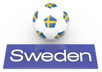 Fußball mit Flagge Sweden, Version 2, 3D-Rendering