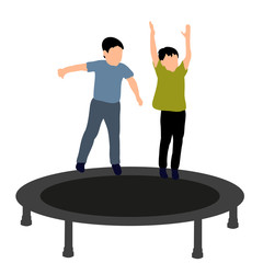 Obraz premium boy jumping on a trampoline, icons, concept of childhood