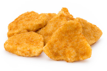 Nugget chiken on the white background.