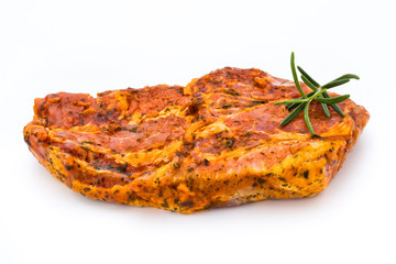 Pork chop, marinated. Isolated on the white background.