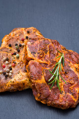 Pork chops, pepper and rosemary marinade.