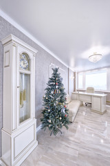 Interior of the living room in a spacious krartir in light colors.