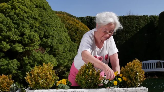 Seniorin bei der Gartenarbeit