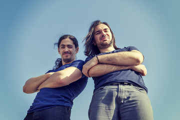 Obraz premium portrait of happy young adults on a terrace in London