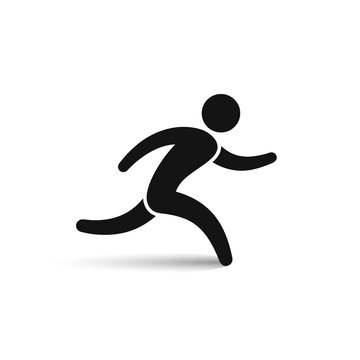 Running Man Icon, Vector Isolated Silhouette, Run Symbol.