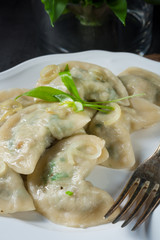 pierogi with wild garlic filling