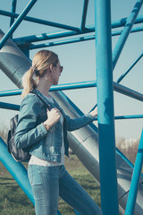 Young girl with backpack 