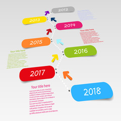 web timeline template with color icons